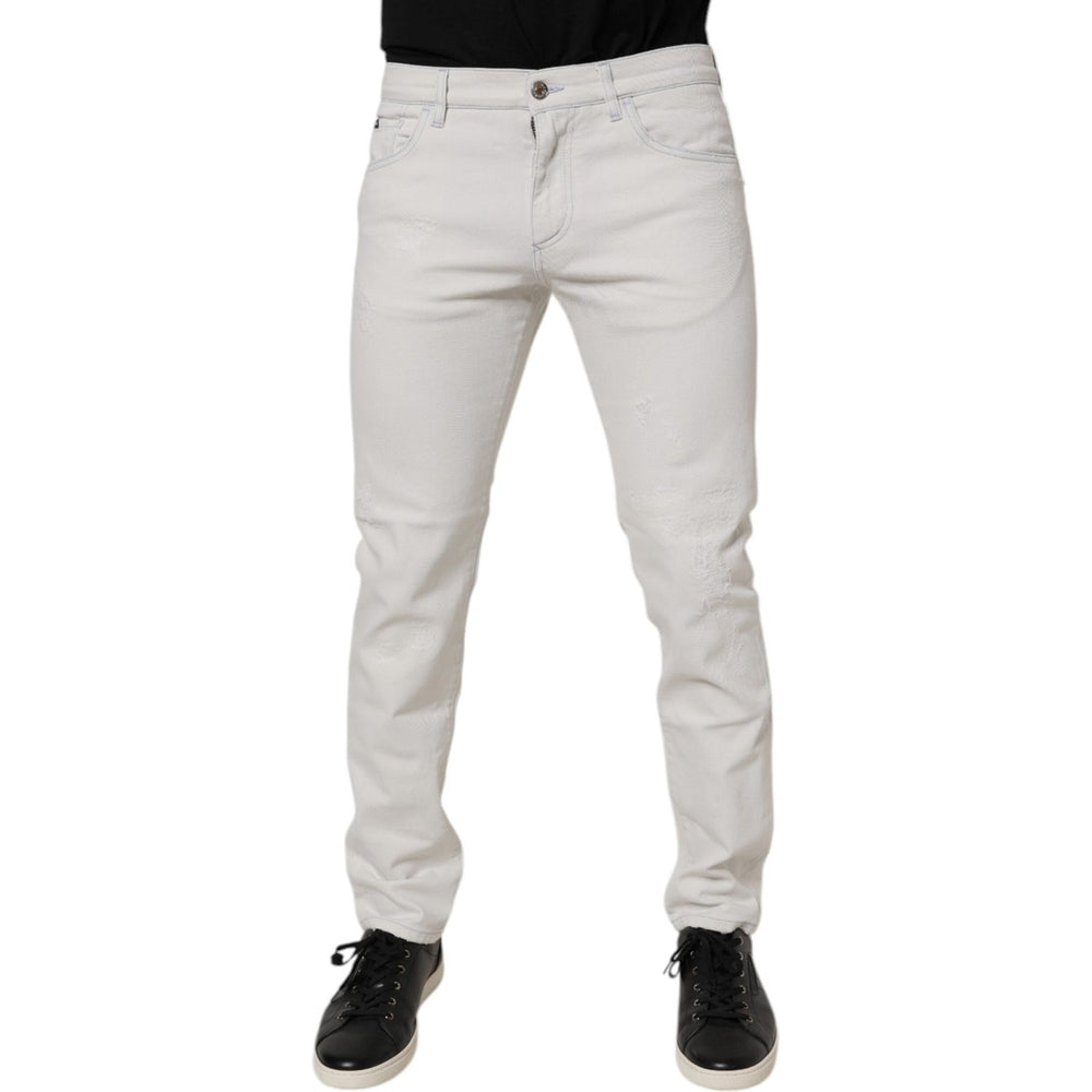 Dolce & Gabbana White Cotton Stretch Skinny Slim Denim Jeans PAN76118-48