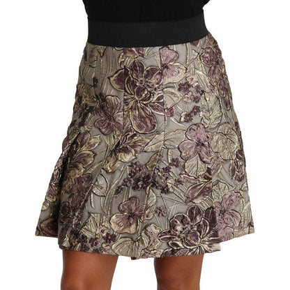 Dolce & Gabbana A-Line Mini Floral Print Jaquard Skirt