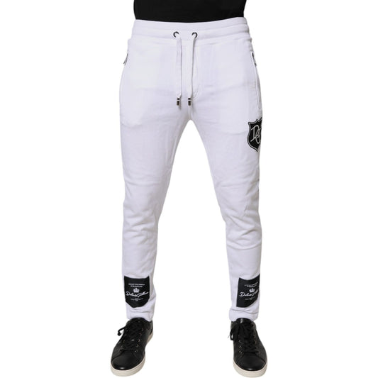 Dolce & Gabbana White Logo Patch Men Skinny Sweatpants Pants
