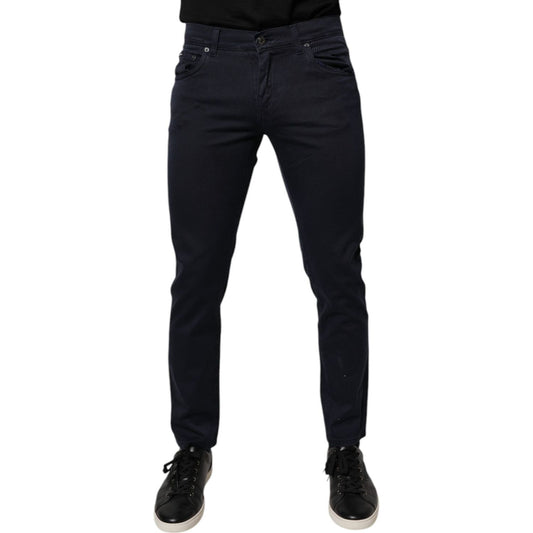 Dolce & Gabbana Dark Blue GOLD Cotton Skinny Men Denim Jeans