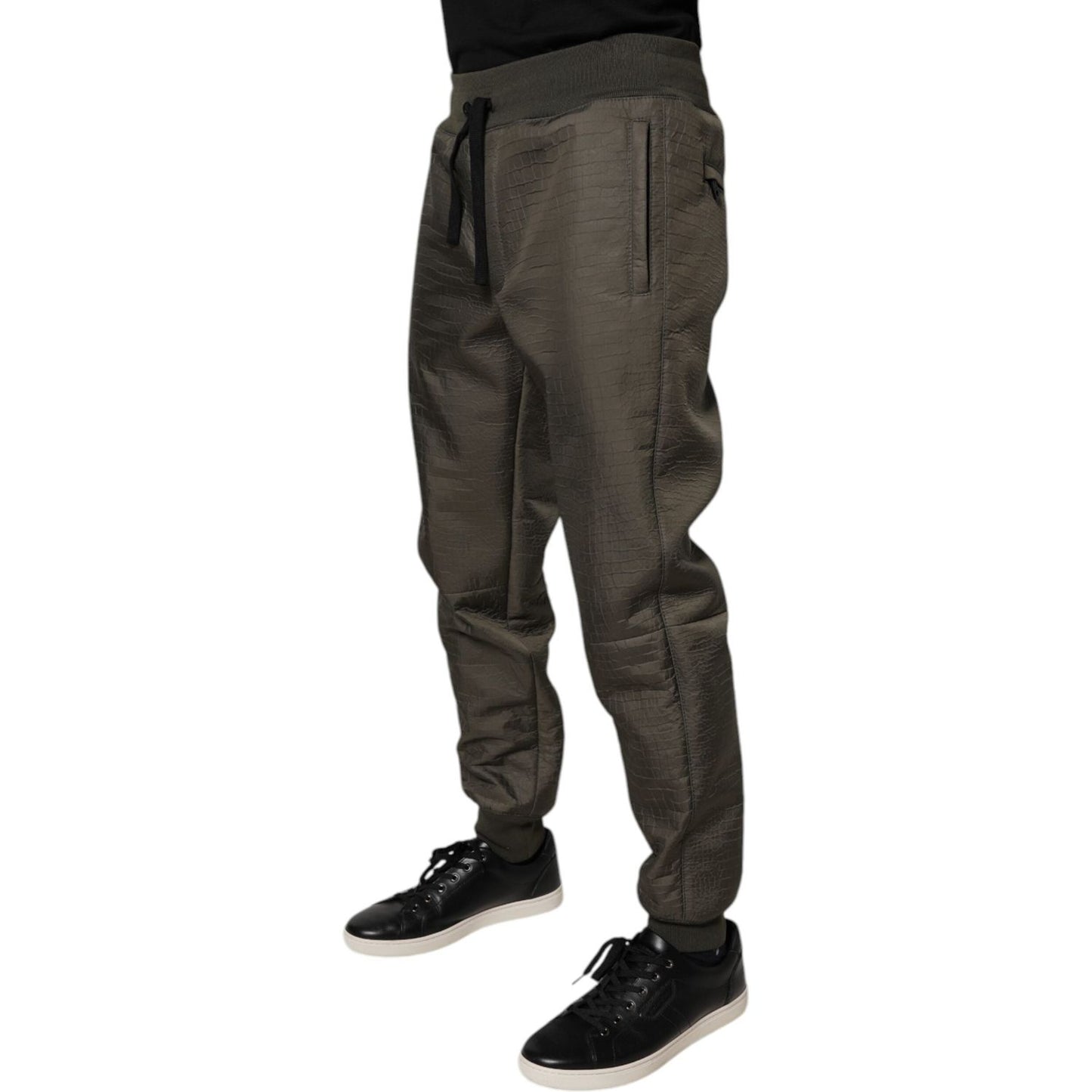 Dolce & Gabbana Brown Lambskin Leather Men Sweatpants Pants PAN76176-50