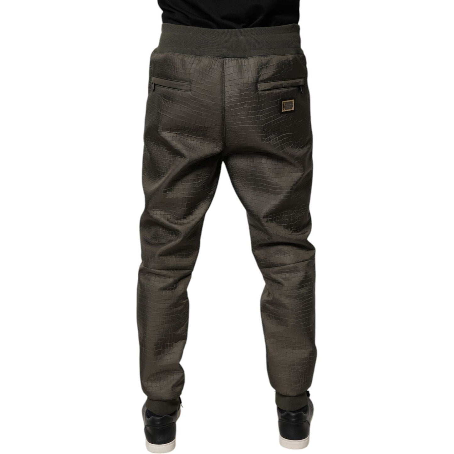 Dolce & Gabbana Brown Lambskin Leather Men Sweatpants Pants PAN76176-50