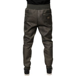 Dolce & Gabbana Brown Lambskin Leather Men Sweatpants Pants PAN76176-50