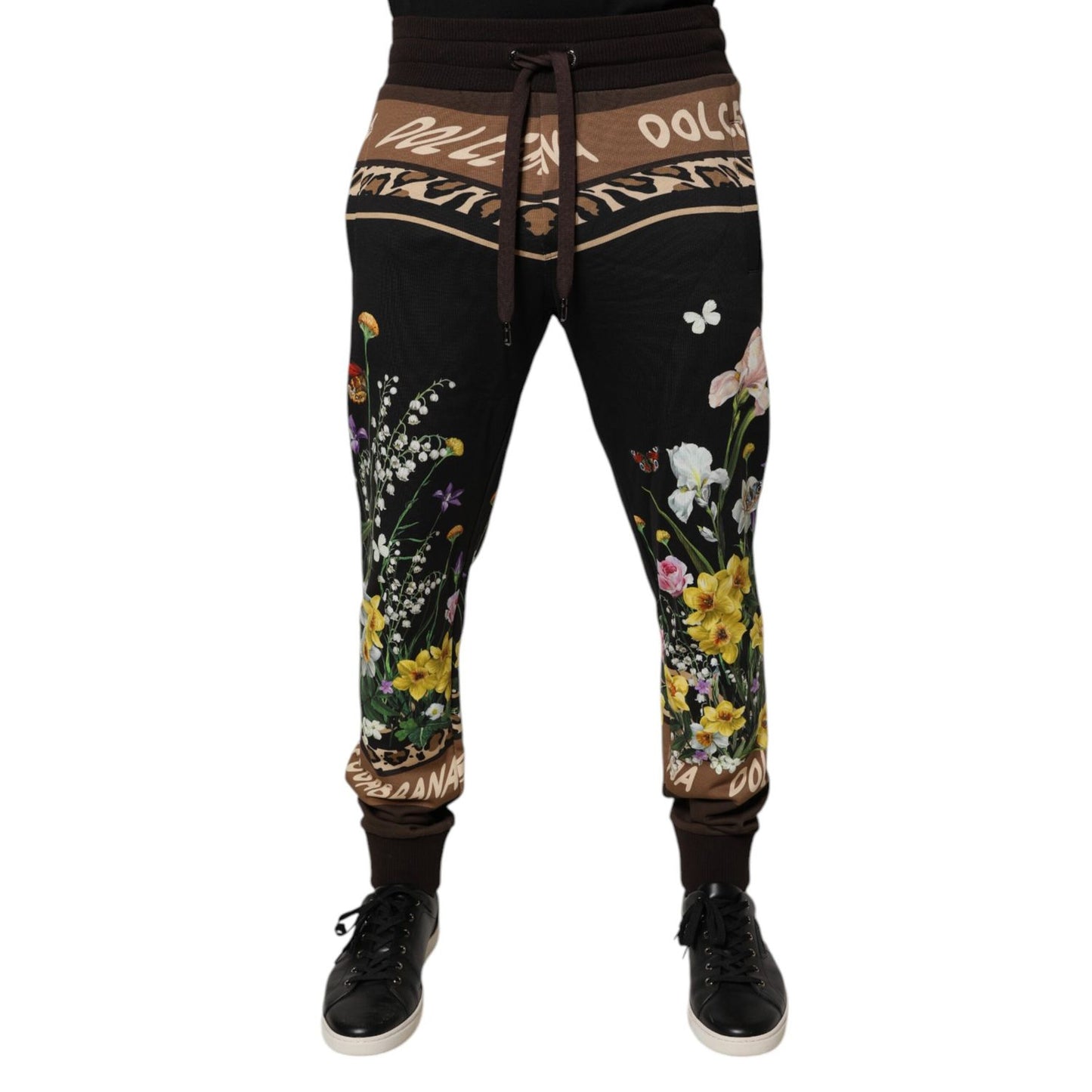 Dolce & Gabbana Black Floral Cotton Jogger Sweatpants Pants