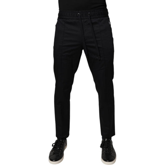 Dolce & Gabbana Dark Blue Cotton Men Jogger Sweatpants Pants