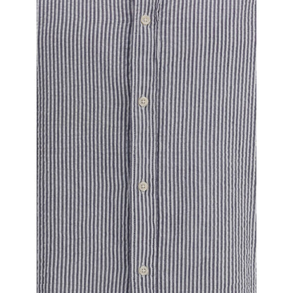 Deperlu Blue Cotton Pattern Shirt
