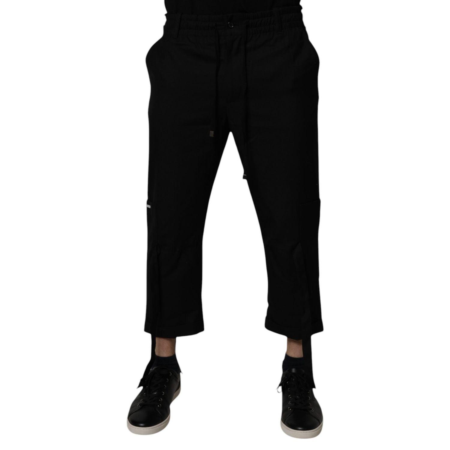 Dolce & Gabbana Black Polyester Men Cropped Pants