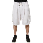 Dolce & Gabbana White Cotton Cargo Bermuda Sweatshorts Shorts PAN75754-56