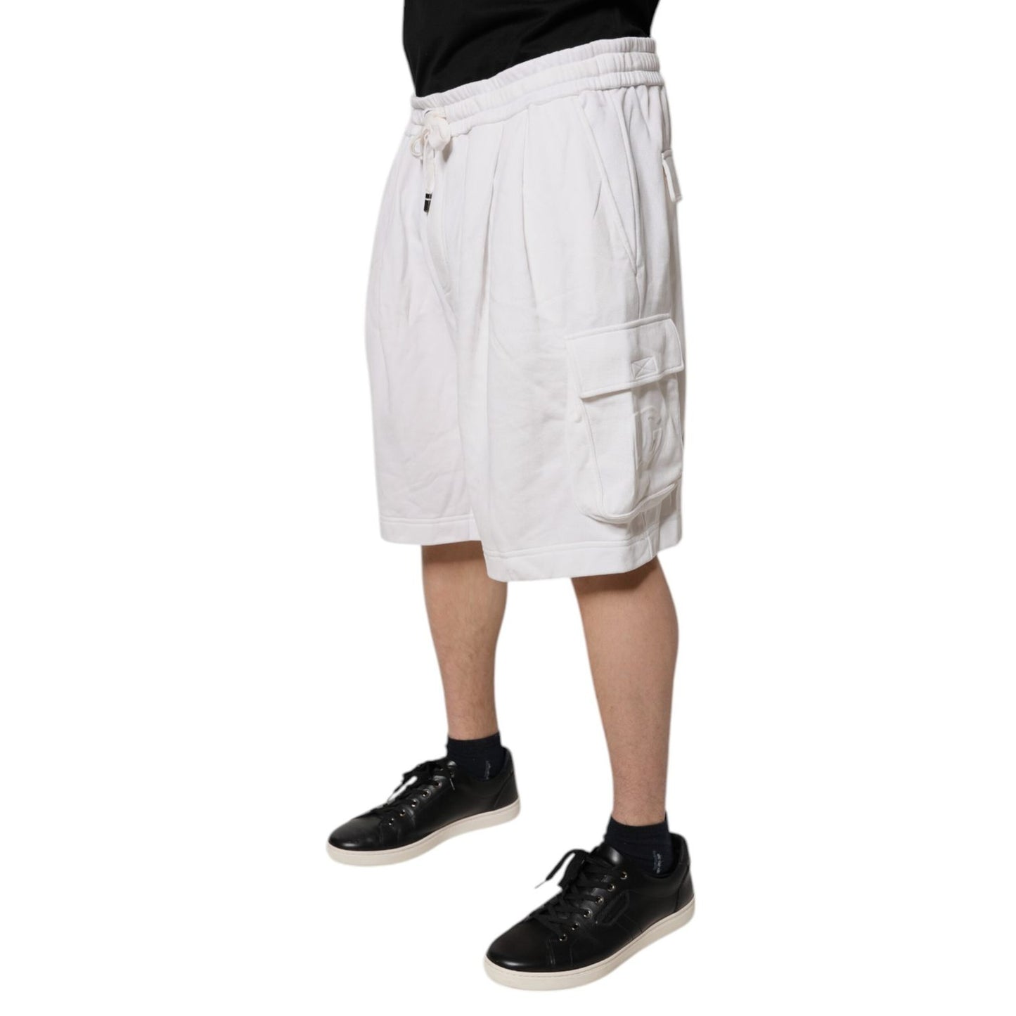 Dolce & Gabbana White Cotton Cargo Bermuda Sweatshorts Shorts