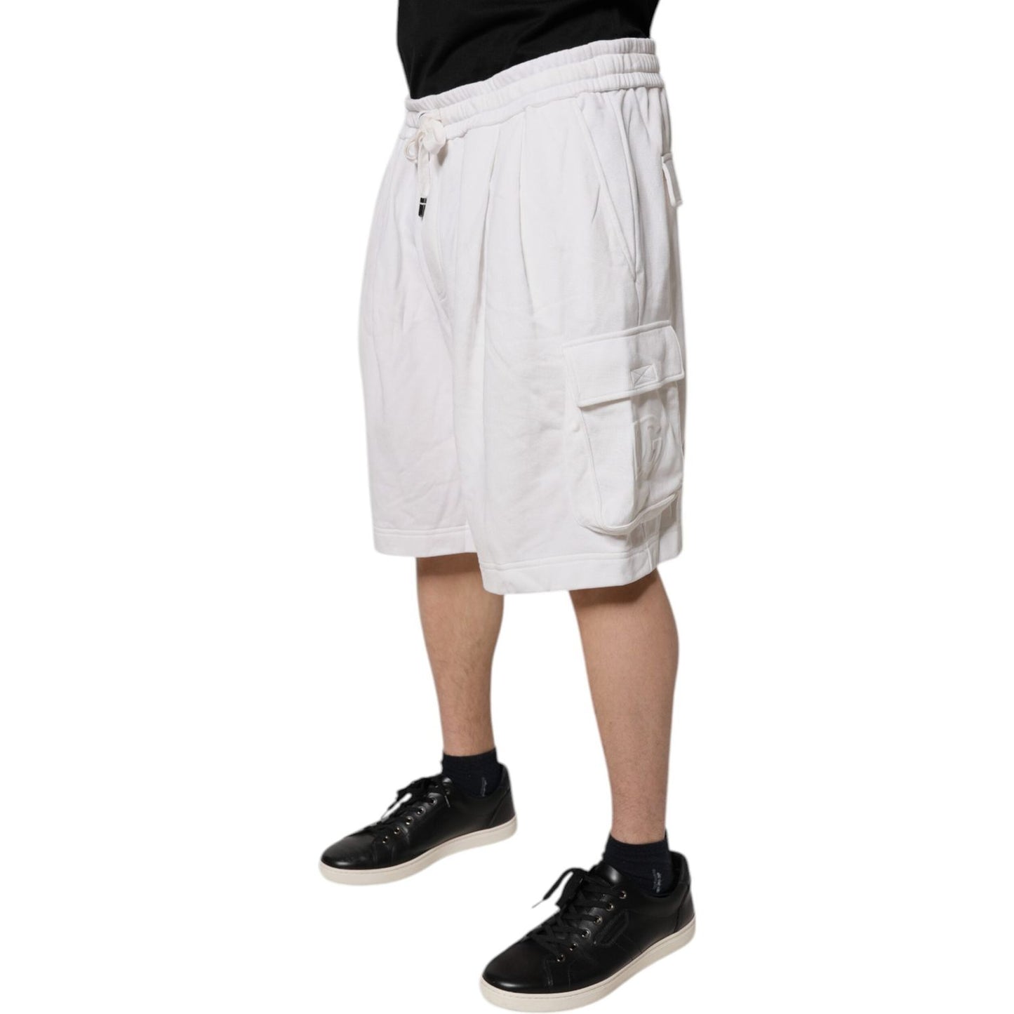 Dolce & Gabbana White Cotton Cargo Bermuda Sweatshorts Shorts PAN75754-56