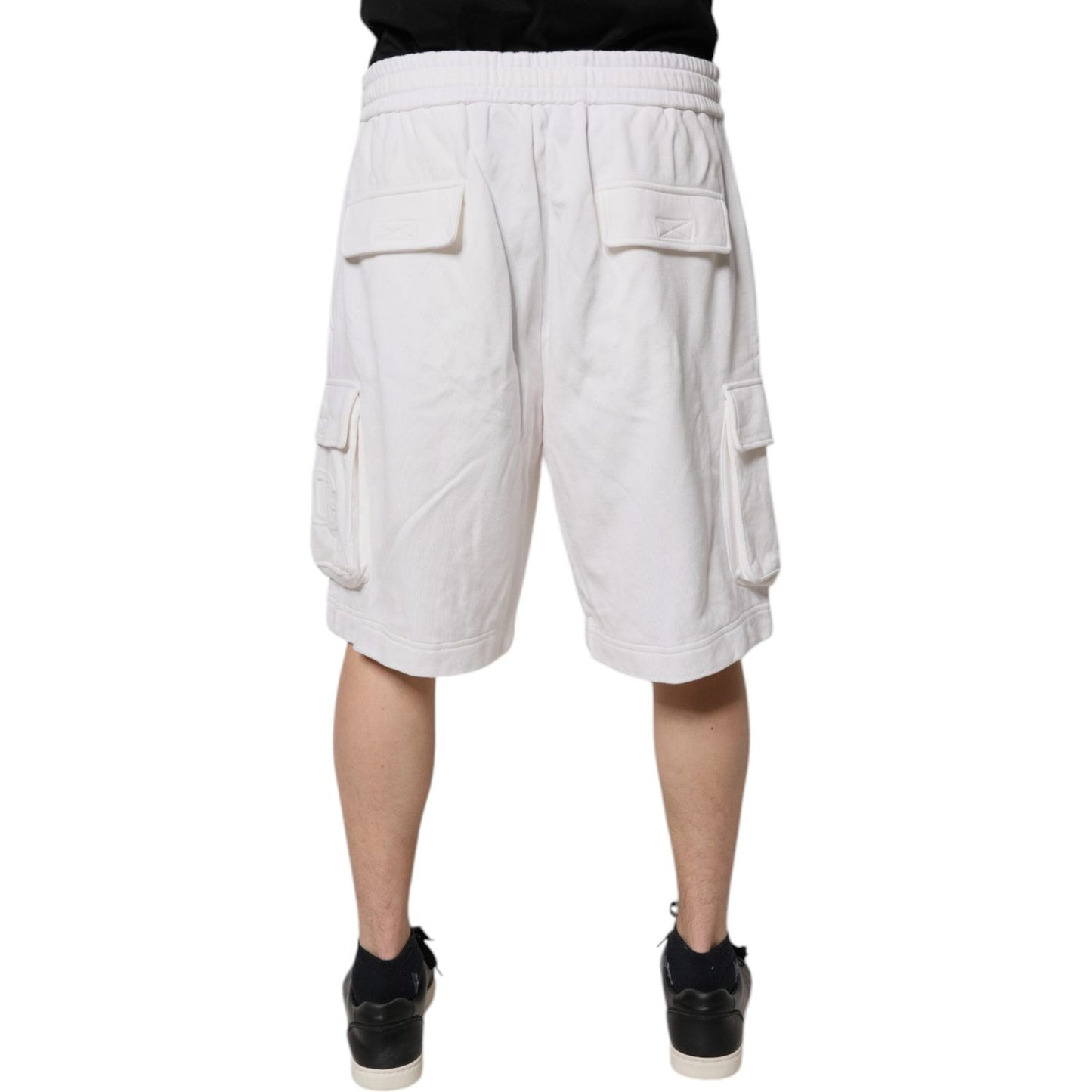 Dolce & Gabbana White Cotton Cargo Bermuda Sweatshorts Shorts PAN75754-56