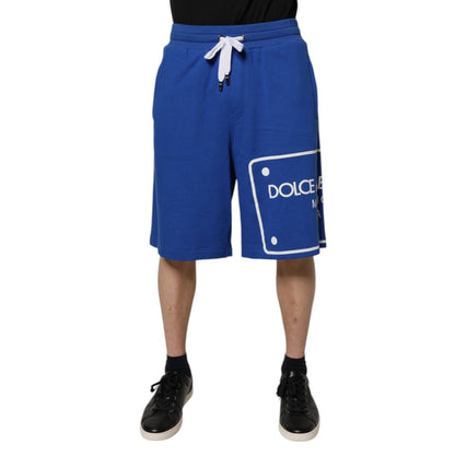 Dolce & Gabbana Blue Logo Cotton Bermuda Sweatshorts Shorts