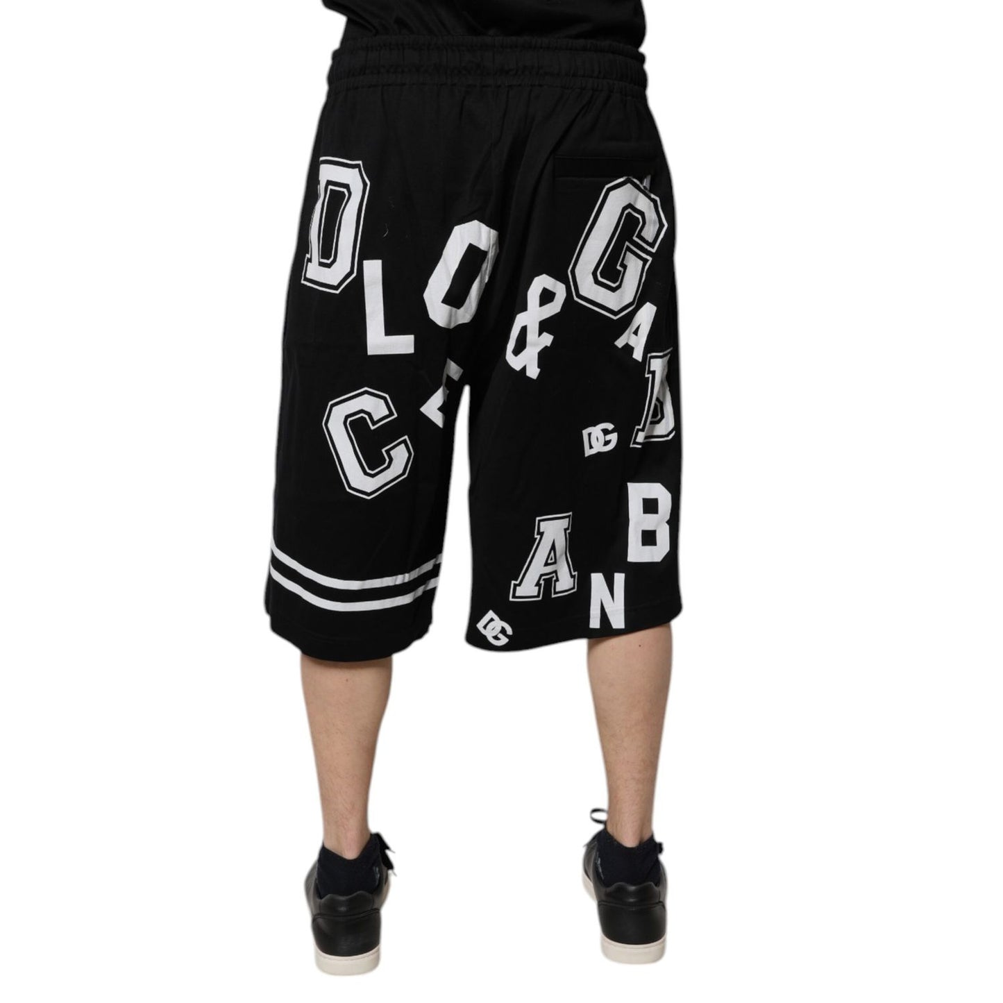 Dolce & Gabbana Black Logo Cotton Bermuda Sweatshorts Shorts