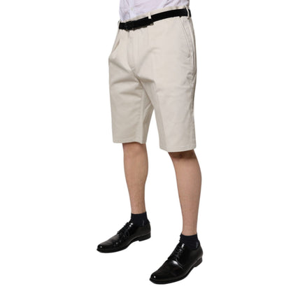 Dolce & Gabbana Beige Cotton Stretch Mid Waist Bermuda Shorts