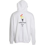 Balenciaga White Cotton Logo Hooded Pullover Oversize Sweater TSH84989-XS
