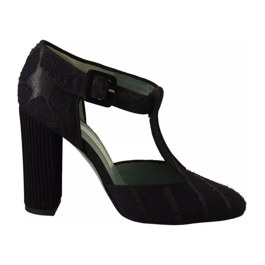 Paola D'Arcano Black Suede Leather Block Heels Sandals Shoes LA9490-37.5
