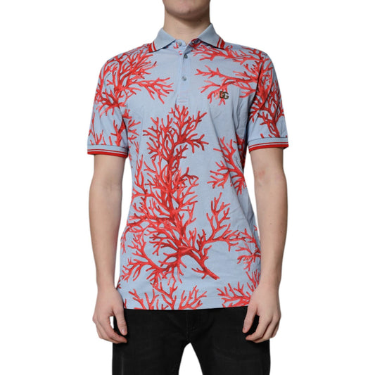 Dolce & Gabbana Light Blue Coral Cotton Polo Shirt T-shirt