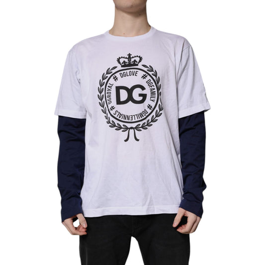 Dolce & Gabbana White Graphic Print Cotton Crew Neck T-shirt TSH85061-52