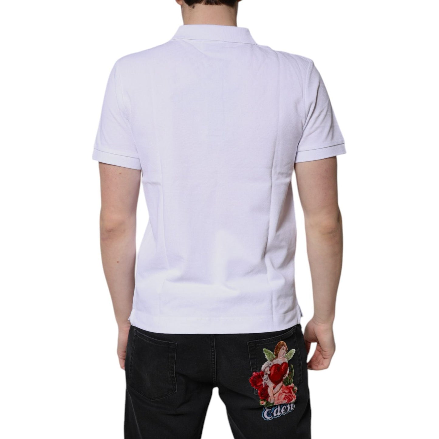 Dolce & Gabbana White Cotton Crown Collared Men Polo T-shirt TSH90006-44