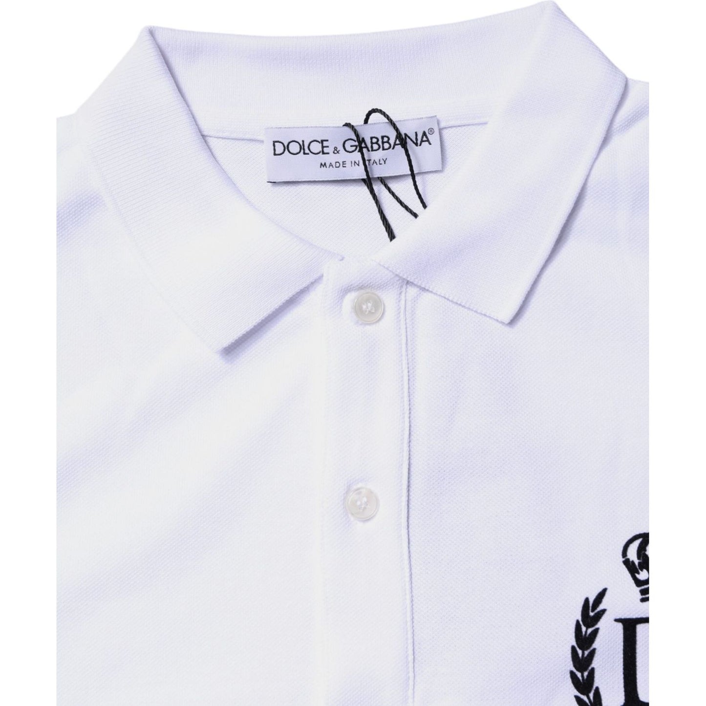 Dolce & Gabbana White Cotton Crown Collared Men Polo T-shirt TSH90006-44