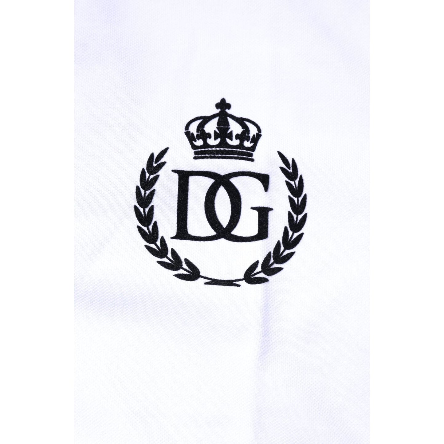 Dolce & Gabbana White Cotton Crown Collared Men Polo T-shirt TSH90006-44