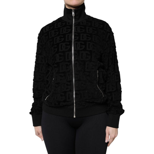 Dolce & Gabbana Black Logo Monogram Full Zip Bomber Jacket JKT41301-40