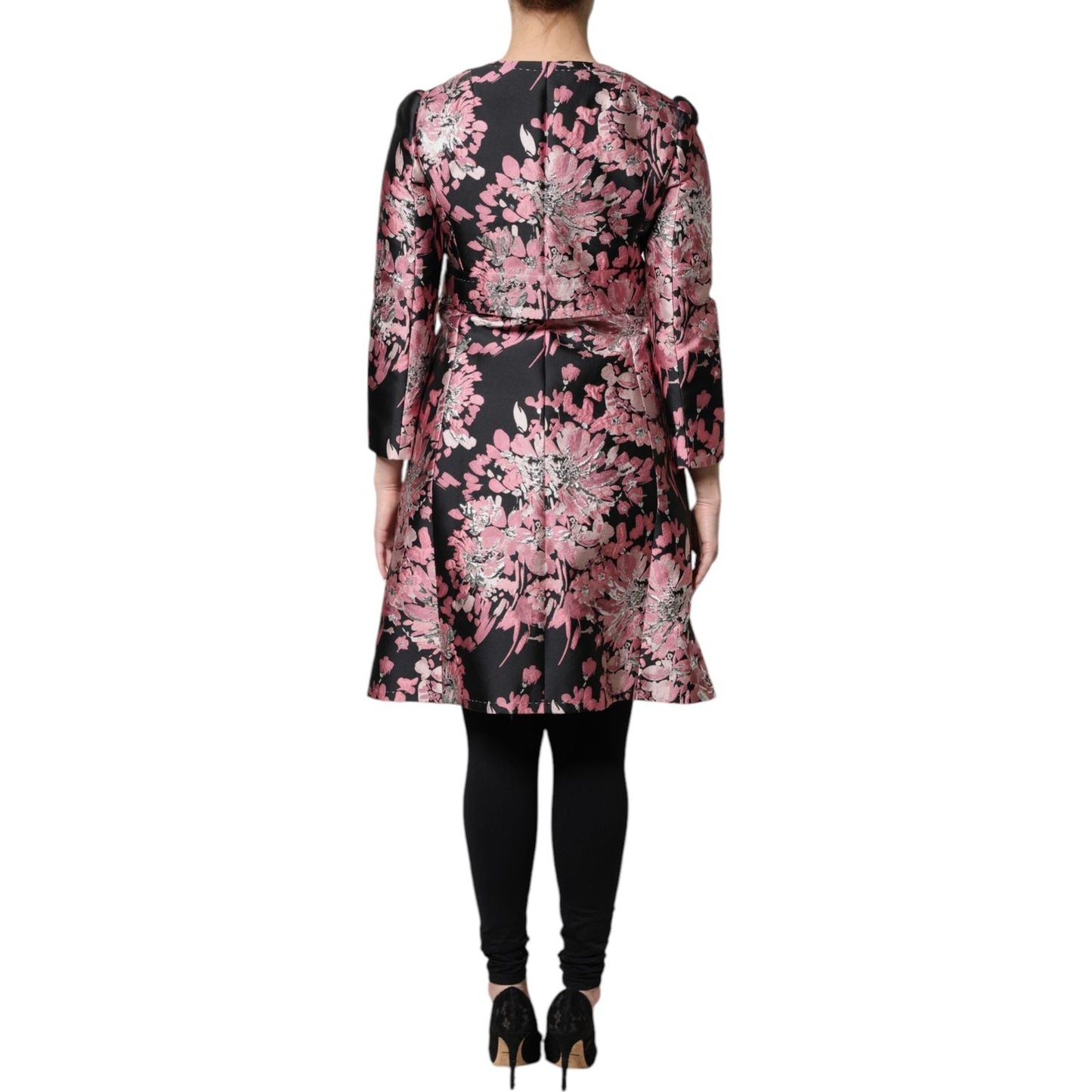 Dolce & Gabbana Pink Black Floral Brocade Trenchcoat Jacket JKT41386-38