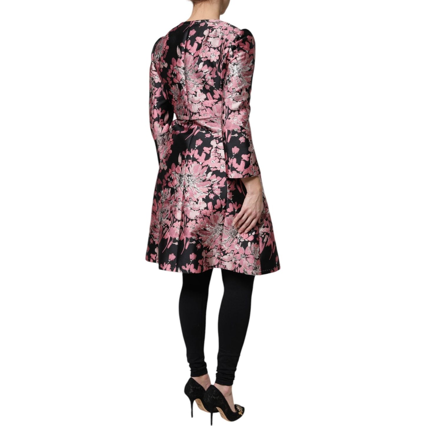 Dolce & Gabbana Pink Black Floral Brocade Trenchcoat Jacket JKT41386-38