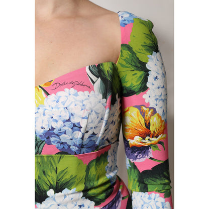 Dolce & Gabbana Multicolor Floral Side Slit Midi Dress