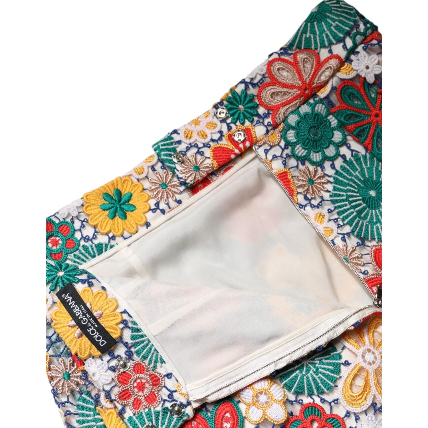 Dolce & Gabbana Multicolor Floral Lace High Waist Mini Skirt