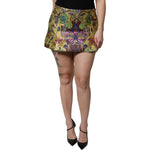Dolce & Gabbana Multicolor Floral Jacquard Mid Waist Mini Skirt SKI2086-36