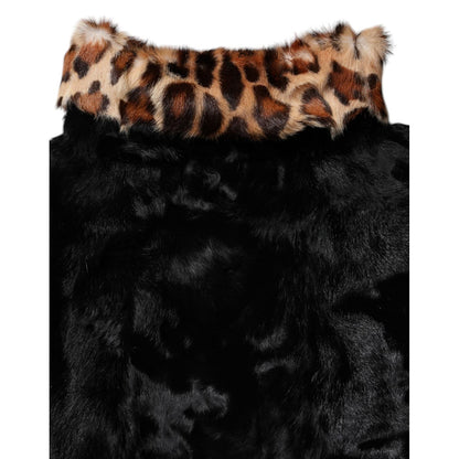 Dolce & Gabbana Black Lamb Fur Short Women Coat Jacket