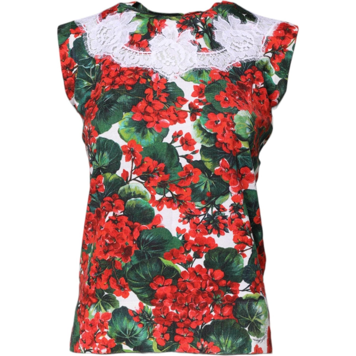 Dolce & Gabbana Multicolor Floral Lace Sleeveless Tank Top TSH87144-36