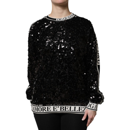 Dolce & Gabbana Black DG Queen Sequin Pullover Sweater TSH90082-36