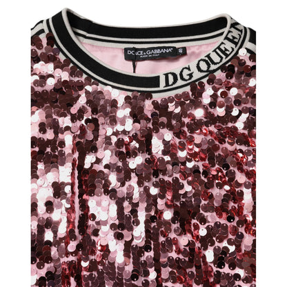 Dolce & Gabbana Pink DG Queen Sequin Pullover Sweater