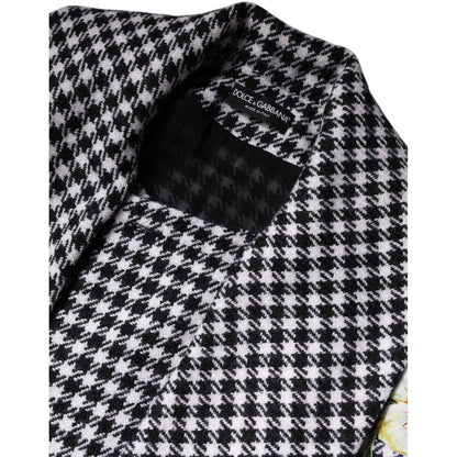 Dolce & Gabbana Black White Monochrome Patterned Floral Cape Jacket