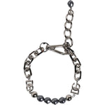 Dolce & Gabbana Silver Tone Chain Lobster Clasp Logo Gray Pearls Bracelet SMY10436