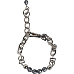 Dolce & Gabbana Silver Tone Chain Lobster Clasp Logo Gray Pearls Bracelet SMY10436