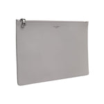 Dolce & Gabbana Gray Solid Leather DG Logo Men Clutch Zip Pouch Bag BAG4281