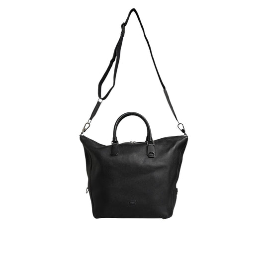 Dolce & Gabbana Black Calfskin Leather Men Shoulder Duffle Bag