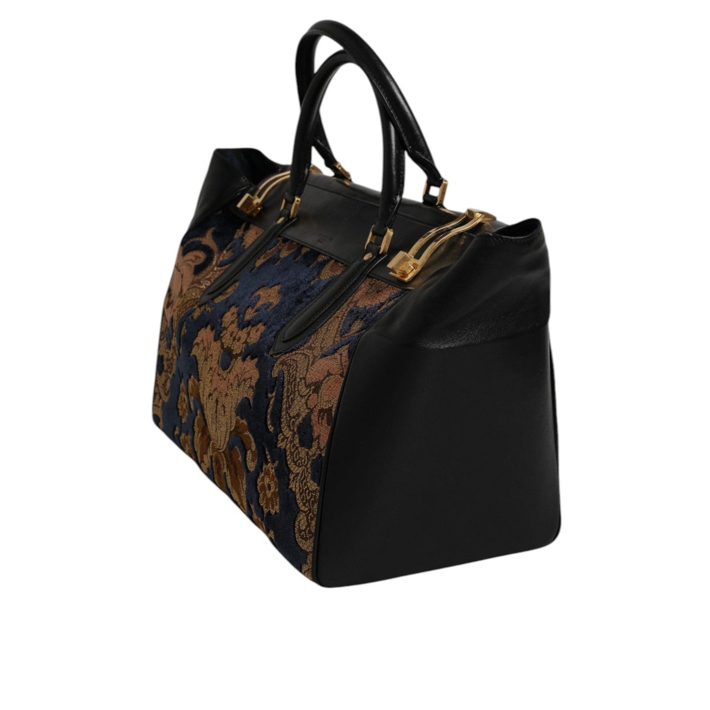 Dolce & Gabbana Black Floral Jacquard Handbag Shoulder Tote Bag BAG4367