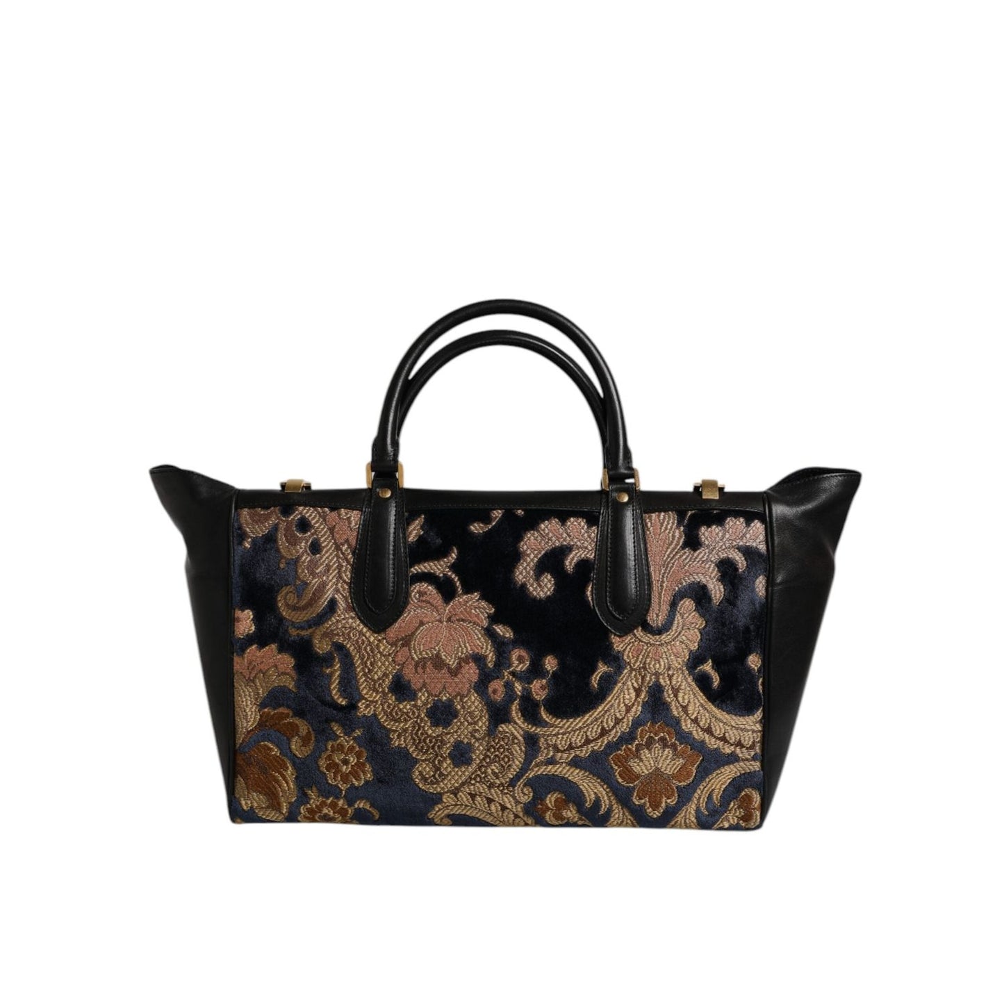 Dolce & Gabbana Black Floral Jacquard Handbag Shoulder Tote Bag BAG4367