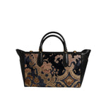 Dolce & Gabbana Black Floral Jacquard Handbag Shoulder Tote Bag BAG4367