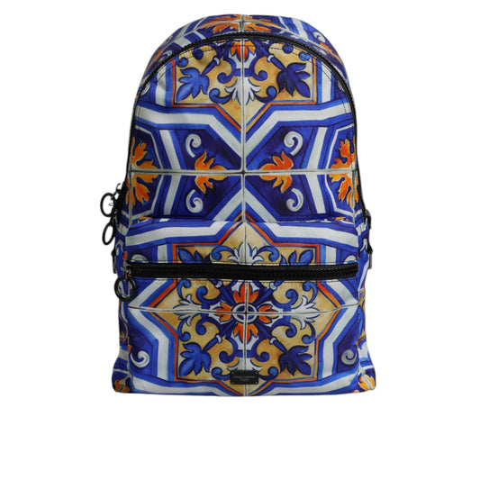 Dolce & Gabbana Multicolor Majolica Print Nylon Travel Backpack Bag
