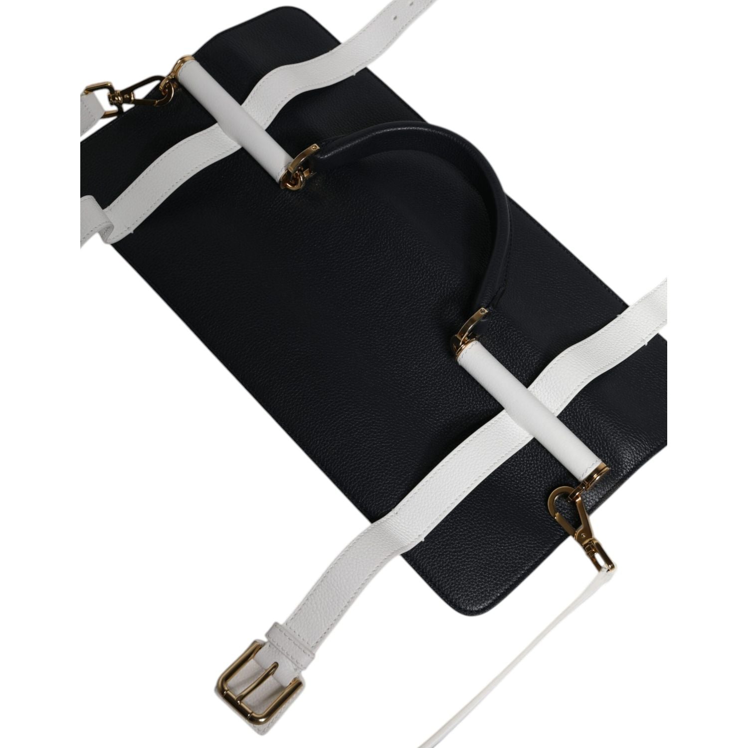 Dolce & Gabbana Blue White Calfskin Leather Crossbody Shoulder Bag