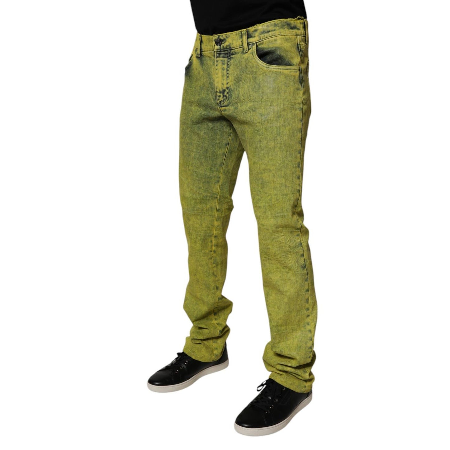 Dolce & Gabbana Yellow Cotton Stretch Skinny Men Denim Jeans