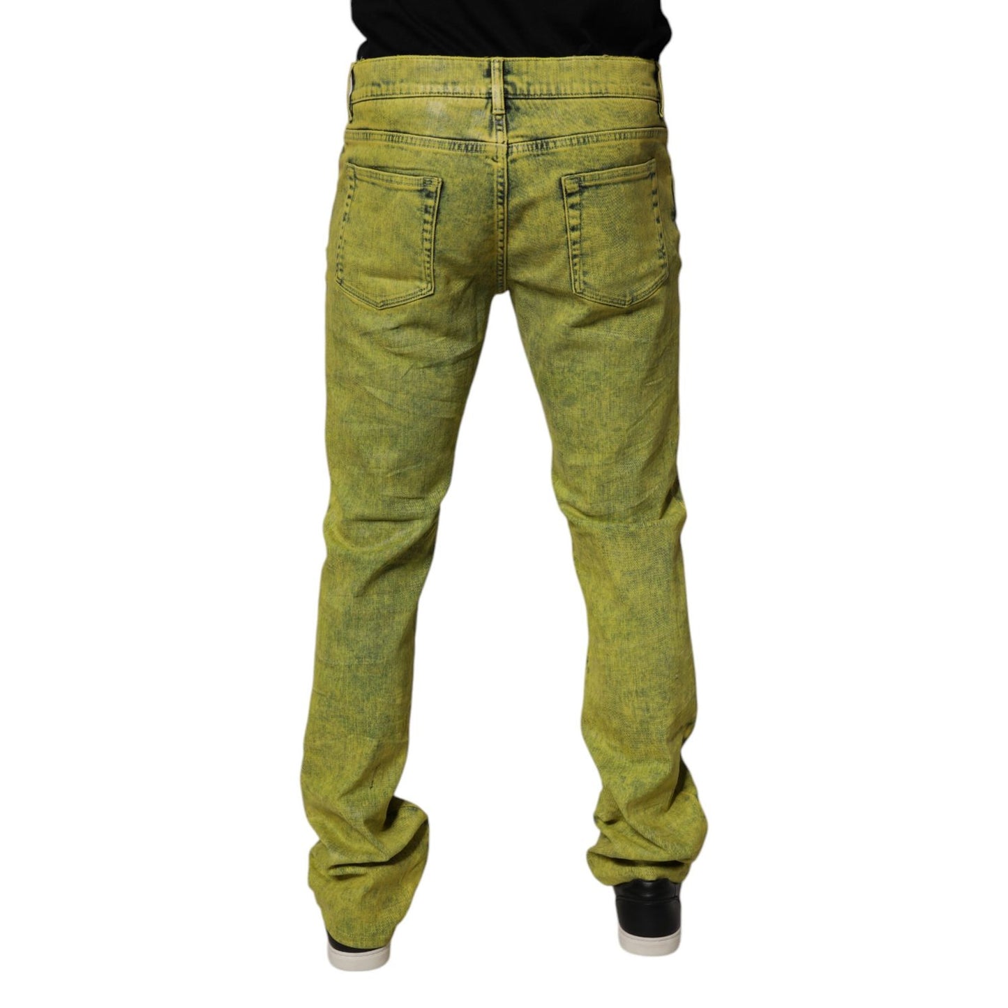 Dolce & Gabbana Yellow Cotton Stretch Skinny Men Denim Jeans