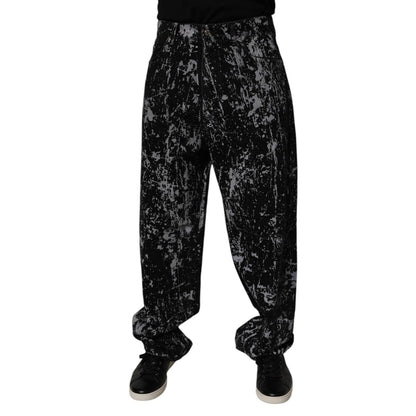 Dolce & Gabbana Black Tie Dye Cotton Straight Men Denim Jeans