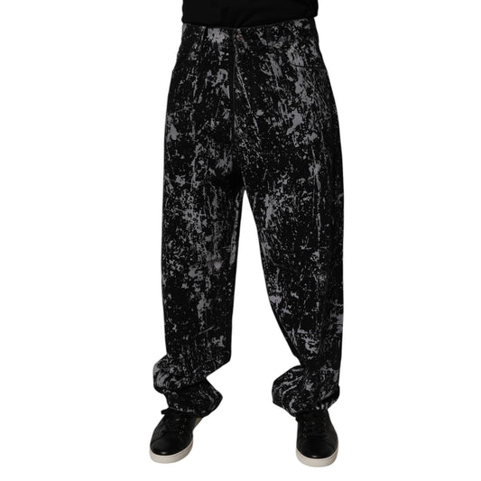 Dolce & Gabbana Black Tie Dye Cotton Straight Men Denim Jeans