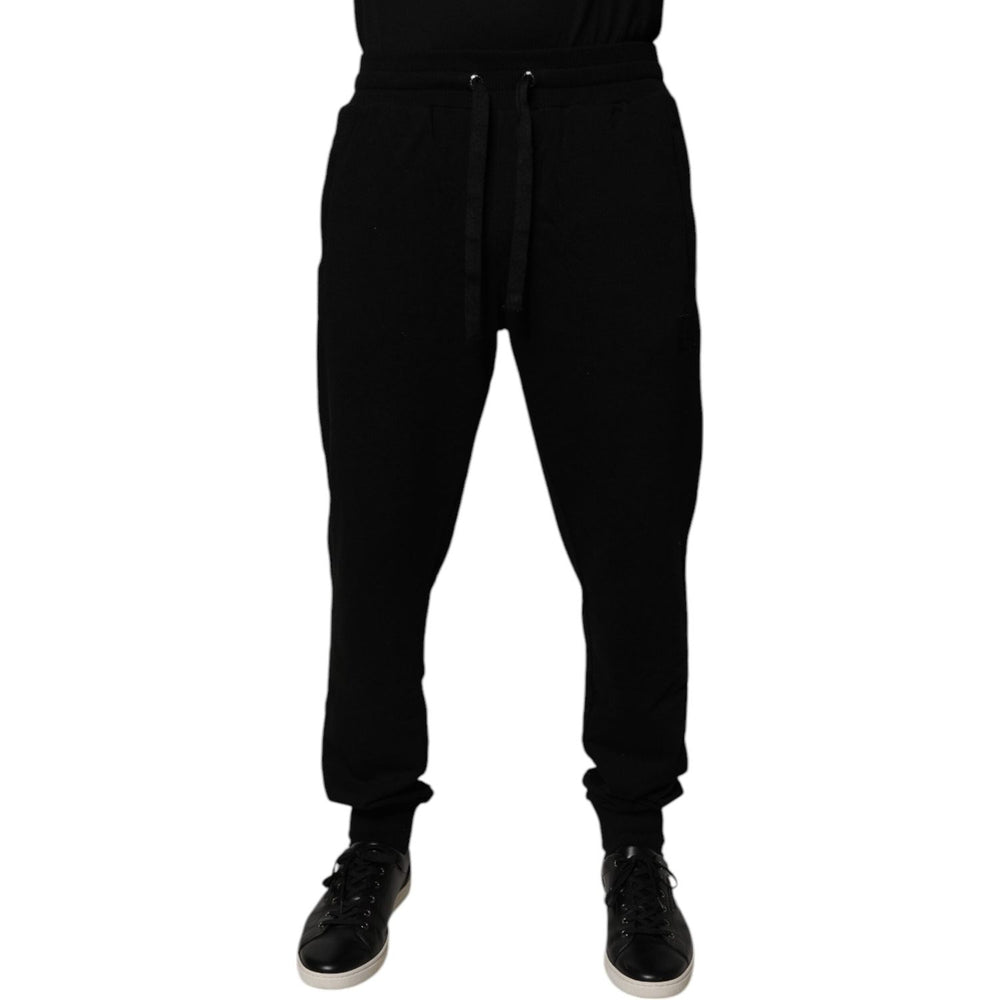 Dolce & Gabbana Black Cotton Mid Waist Jogger Sweatpants Pants PAN75223-48